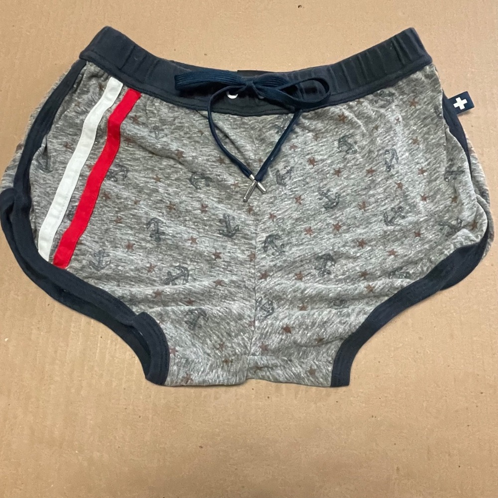 Andrew Christian Nautical Dolphin Shorts Gray Anchor Print Mens Medium 6471